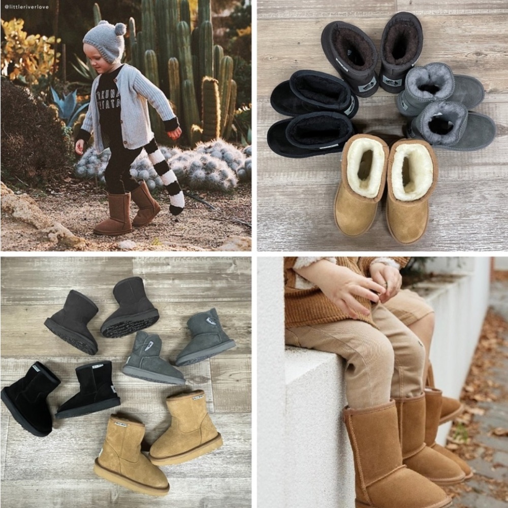 Aussie Merino Kids Suede Wool Lined Winter Boots Unisex Chestnut Size:K-9 NWT